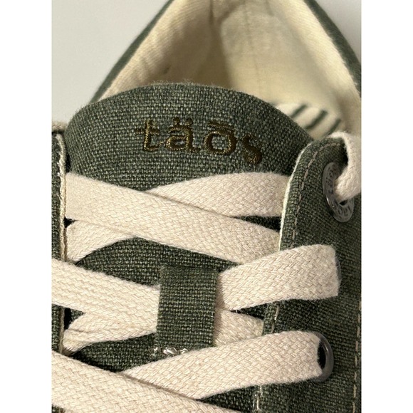 Taos Star Womens 9 Green White Shoes Sneakers Canvas Casual Lace Up Low Top - Picture 7 of 13